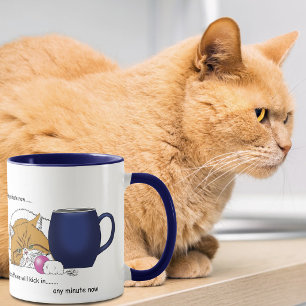 Funny Orange Cat Blue Coffee Mug