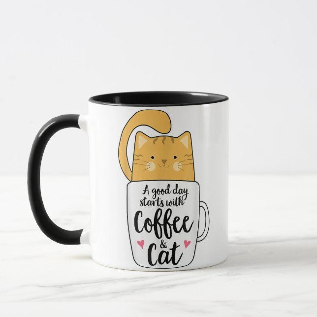 Funny Orange Cat Coffee Mug Cat Lover  (Left)