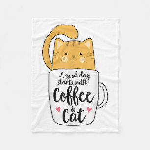 Funny Orange Cat Coffee Mug Cat Lover Fleece Blanket