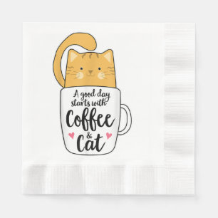 Funny Orange Cat Coffee Mug Cat Lover Napkin