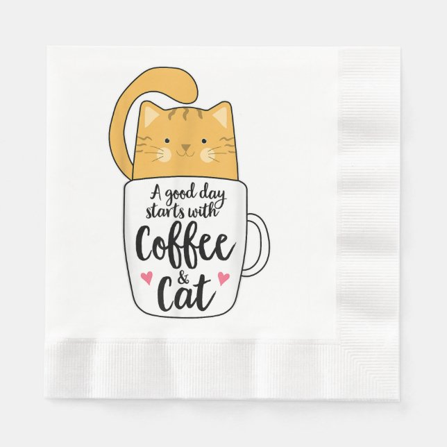 Funny Orange Cat Coffee Mug Cat Lover  Napkin (Front)