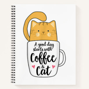 Funny Orange Cat Coffee Mug Cat Lover  Notebook