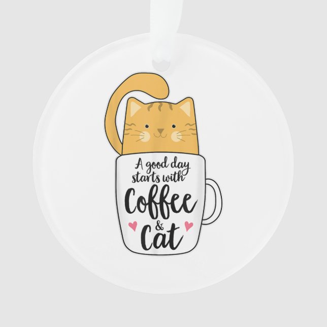 Funny Orange Cat Coffee Mug Cat Lover  Ornament (Front)