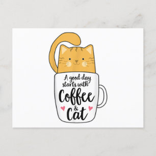 Funny Orange Cat Coffee Mug Cat Lover Postcard