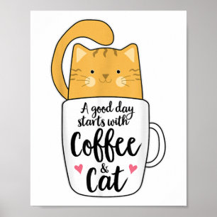 Funny Orange Cat Coffee Mug Cat Lover Poster