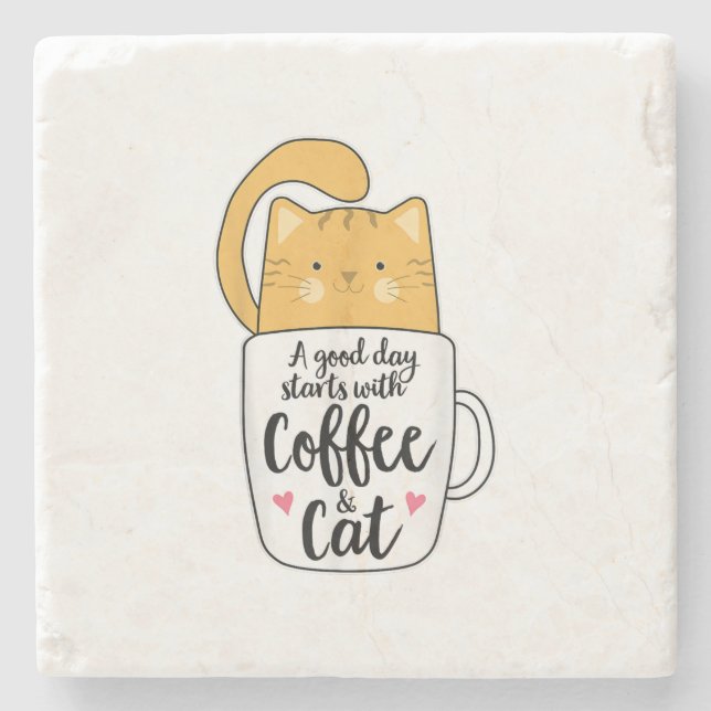 Funny Orange Cat Coffee Mug Cat Lover  Stone Coaster (Front)