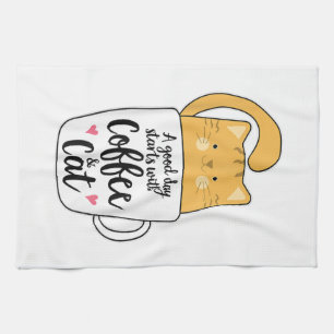Funny Orange Cat Coffee Mug Cat Lover Tea Towel