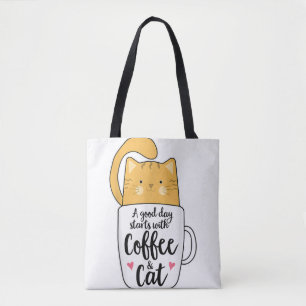 Funny Orange Cat Coffee Mug Cat Lover Tote Bag