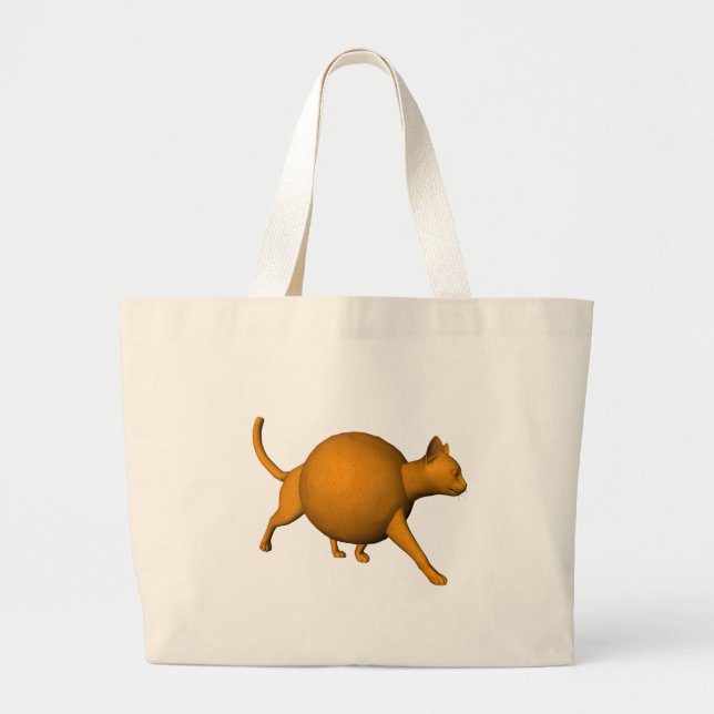 Funny Orange Cat Large Tote Bag (Front)