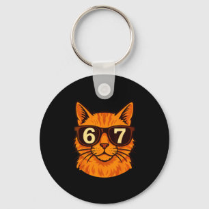 Funny Orange Cat Sungles 67 Six Seven Meme  Key Ring