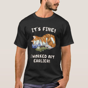 Funny Orange Cat Workout Excuse Sleep Humour T-Shirt