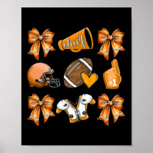 Funny Orange Cheer Coquette Football Mum Women Gir Poster