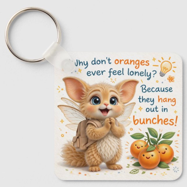 Funny Orange Dad Joke Key Ring (Front)