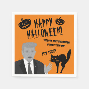 Funny orange Donald Trump cartoon Halloween party Napkin