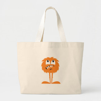 funny orange furry monster large tote bag