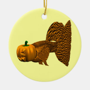 Funny Orange Guppy Ceramic Ornament