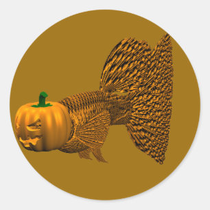 Funny Orange Guppy Classic Round Sticker