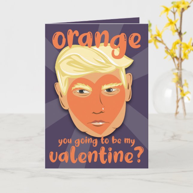 Funny Orange Heart Donald Trump | Valentine's Day Card (Yellow Flower)