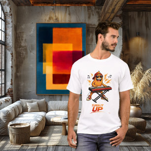 Funny Orange Keyboard Player Character Music T-Shirt