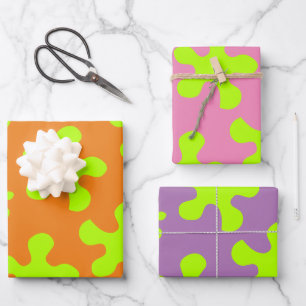 Funny orange pink lavender purple green slime kids wrapping paper sheet