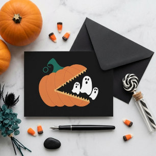 Funny Orange Pumpkin Cute Ghosts Halloween Kids Postcard