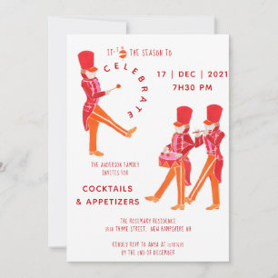Funny Orange-Red Watercolored Nutcracker  Invitation