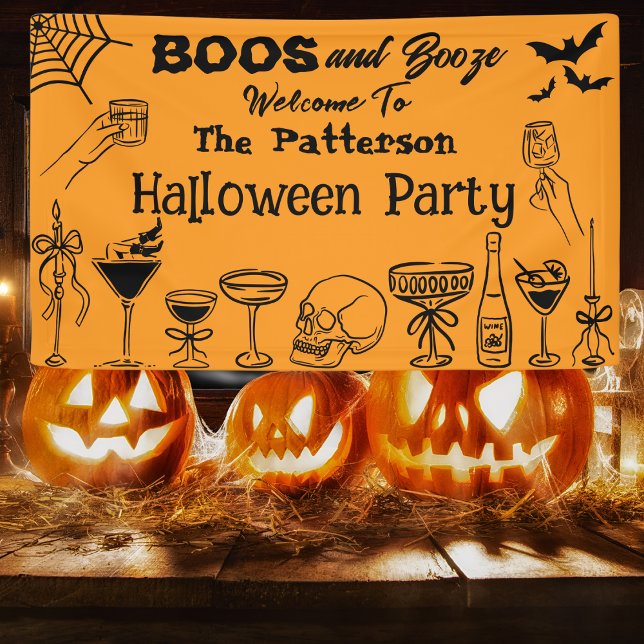 Funny Orange Scribble Halloween Party Welcome Banner (Creator Uploaded)