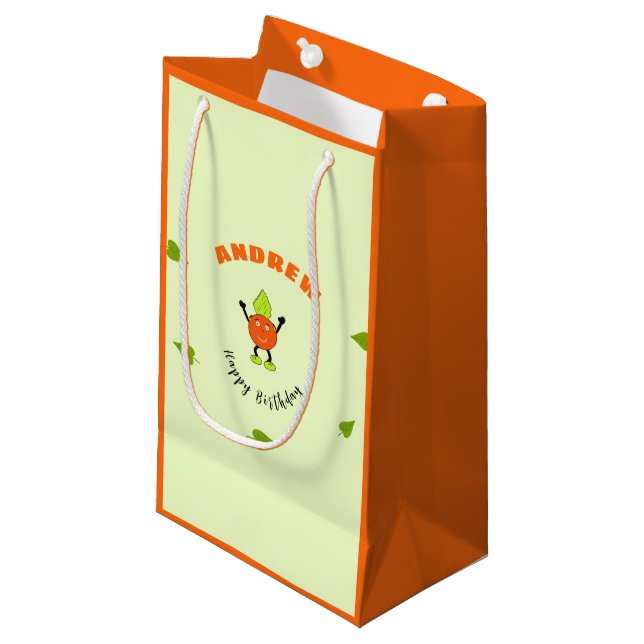 Funny orange small gift bag (Front Angled)