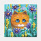 Funny Orange Tabby Cat Mouse Flowers Creationarts