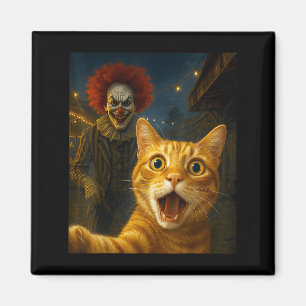 Funny Orange Tabby Cat Selfie Creepy Clown Soky Ca Magnet