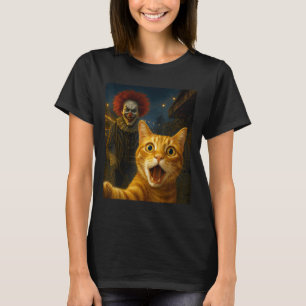 Funny Orange Tabby Cat Selfie Creepy Clown Soky Ca T-Shirt