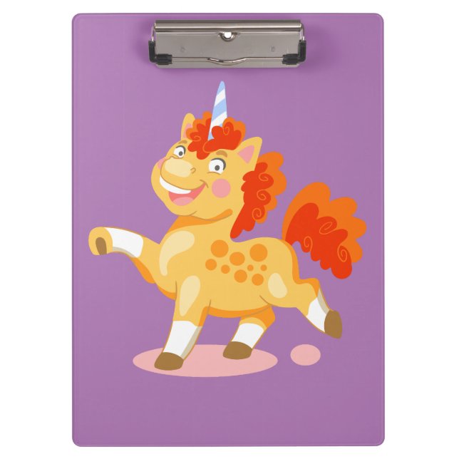 Funny orange unicorn clipboard (Front)