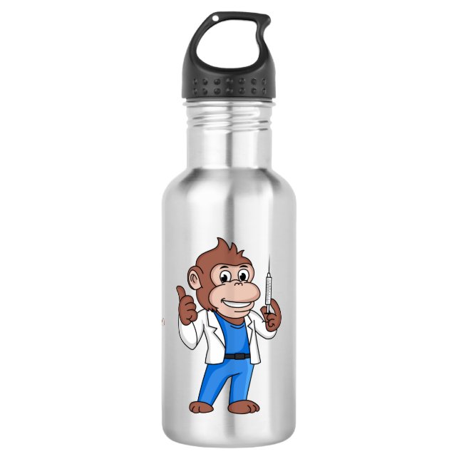 Funny orangutan ape cartoon doctor 532 ml water bottle (Front)