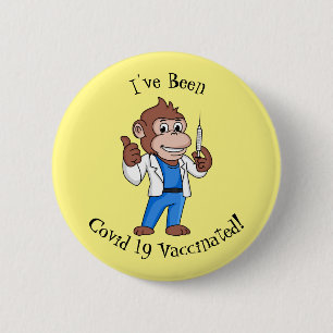 Funny orangutan ape cartoon doctor 6 cm round badge