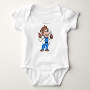 Funny orangutan ape cartoon doctor baby bodysuit
