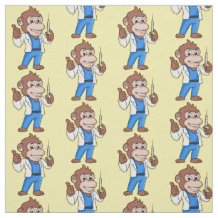 Funny orangutan ape cartoon doctor fabric
