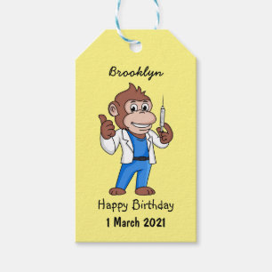 Funny orangutan ape cartoon doctor gift tags