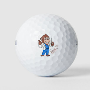 Funny orangutan ape cartoon doctor golf balls
