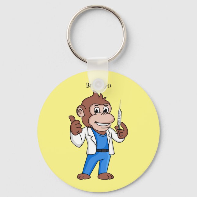 Funny orangutan ape cartoon doctor key ring (Front)