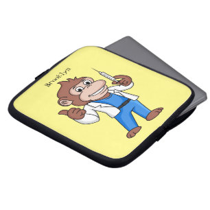 Funny orangutan ape cartoon doctor laptop sleeve