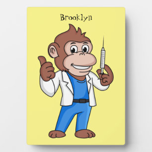 Funny orangutan ape cartoon doctor plaque