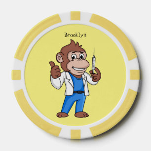 Funny orangutan ape cartoon doctor poker chips