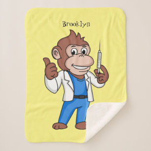 Funny orangutan ape cartoon doctor  sherpa blanket