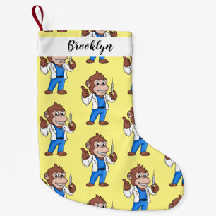 Funny orangutan ape cartoon doctor small christmas stocking