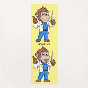 Funny orangutan ape cartoon doctor yoga mat