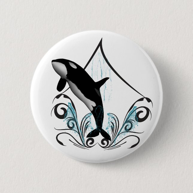 Funny orca 6 cm round badge (Front)