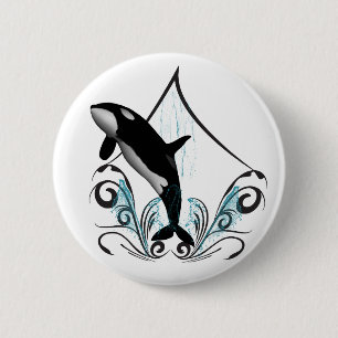 Funny orca 6 cm round badge