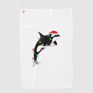 Funny Orca Killer Whale Santa Hat Christmas Sea An Golf Towel