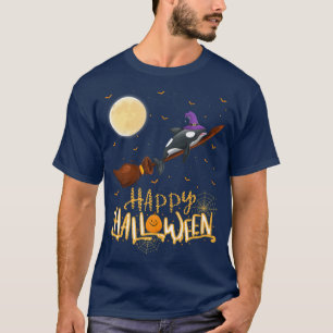 Funny Orca Ride Witch Shot Orca Fish Halloween  T-Shirt