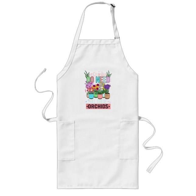 Funny Orchid Plant Lover Long Apron (Front)